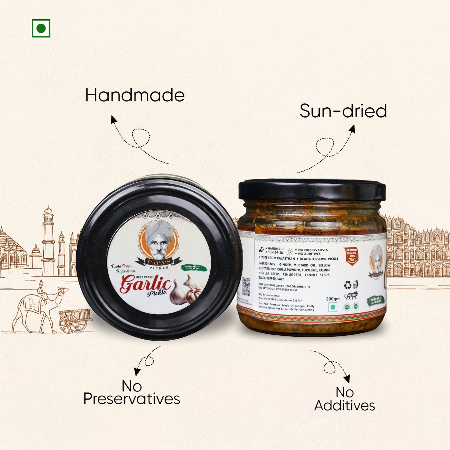 Papa’s Pickle – Authentic Rajasthani Garlic Pickle (300g)