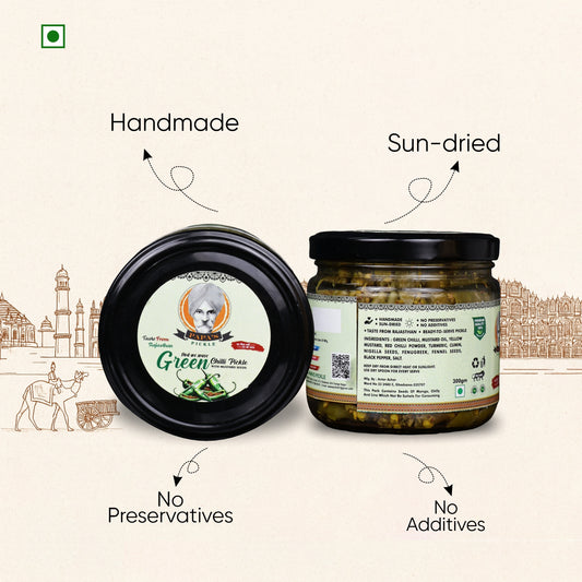 Papa’s Pickle – Authentic Rajasthani Green Chilli Pickle (300g)