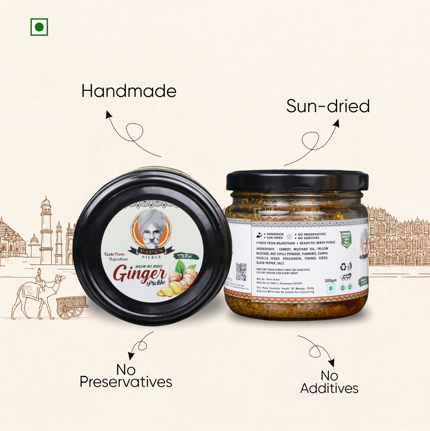 Papa’s Pickle – Authentic Rajasthani Ginger Pickle (300g)