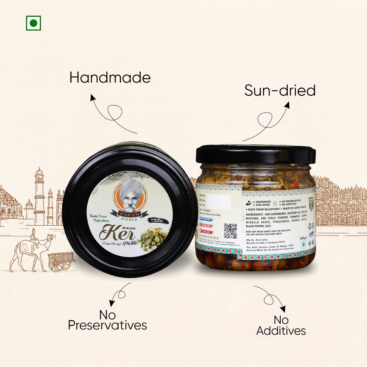 Papa’s Pickle – Authentic Rajasthani Ker (Caperberry) Pickle (300g)