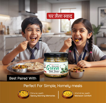 Papa’s Pickle – Authentic Rajasthani Green Chilli Pickle with Mustard Seeds