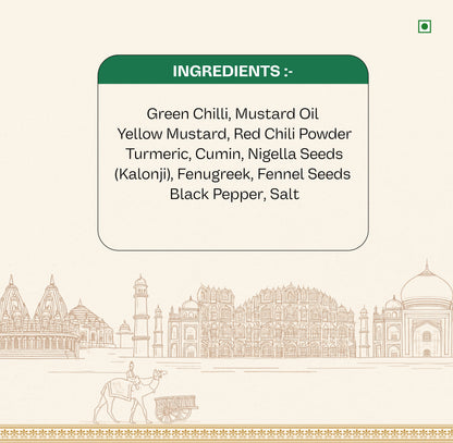 Papa’s Pickle – Authentic Rajasthani Green Chilli Pickle with Mustard Seeds